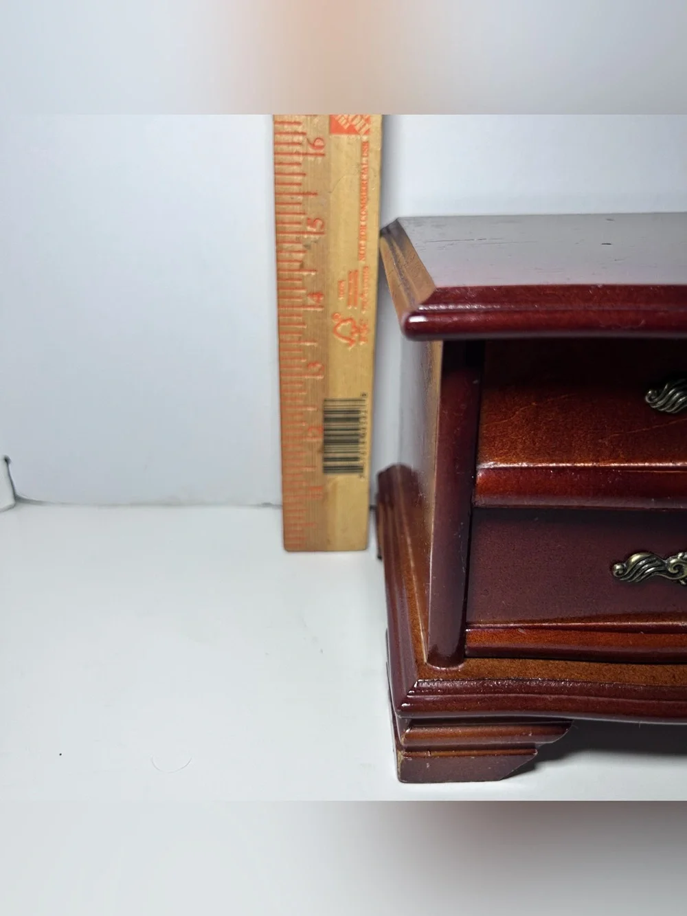Vintage Mahogany Jewelry Box Wooden with Mirror